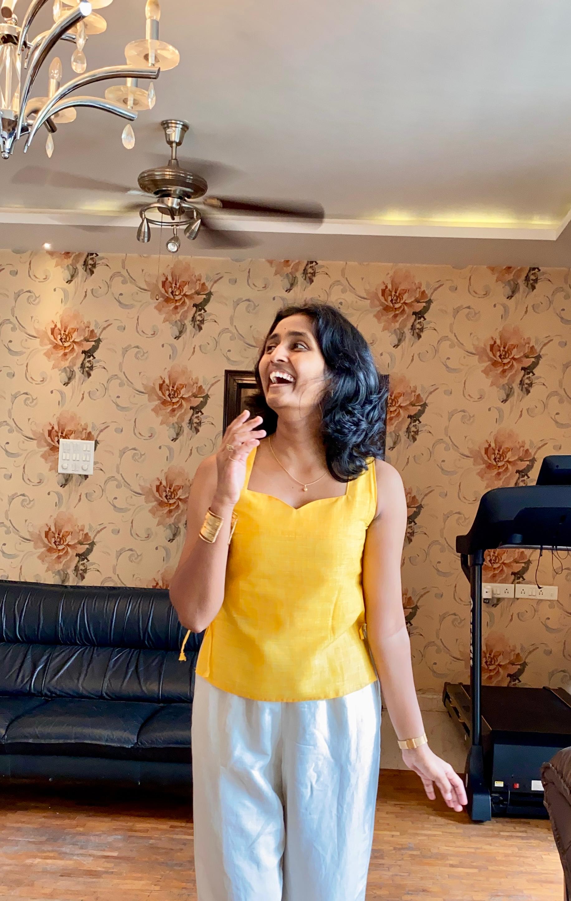 Sunshine Yellow Sleeveless Linen Top.