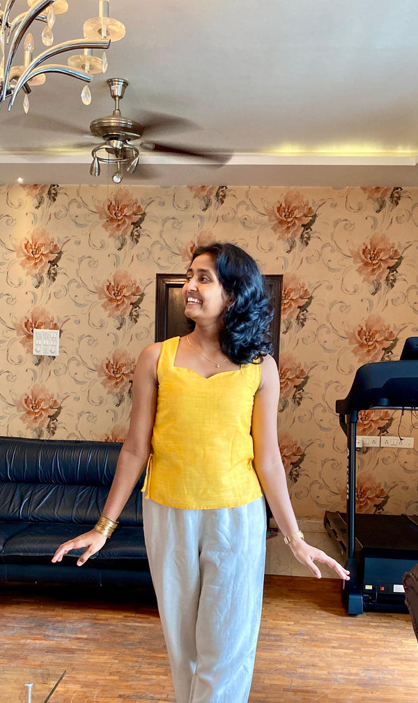 Sunshine Yellow Sleeveless Linen Top.