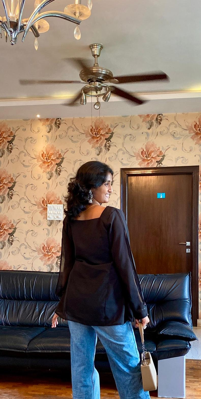 Black Georgette Slit-Sleeve Top.