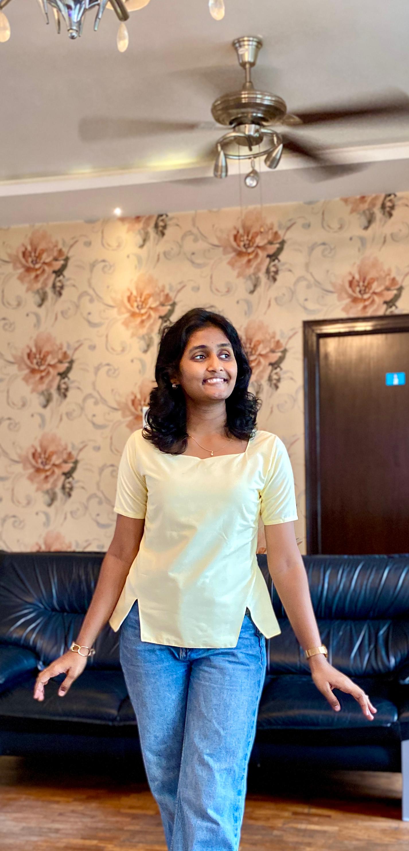 Spun Cotton Square Neck Top – Butter Yellow.