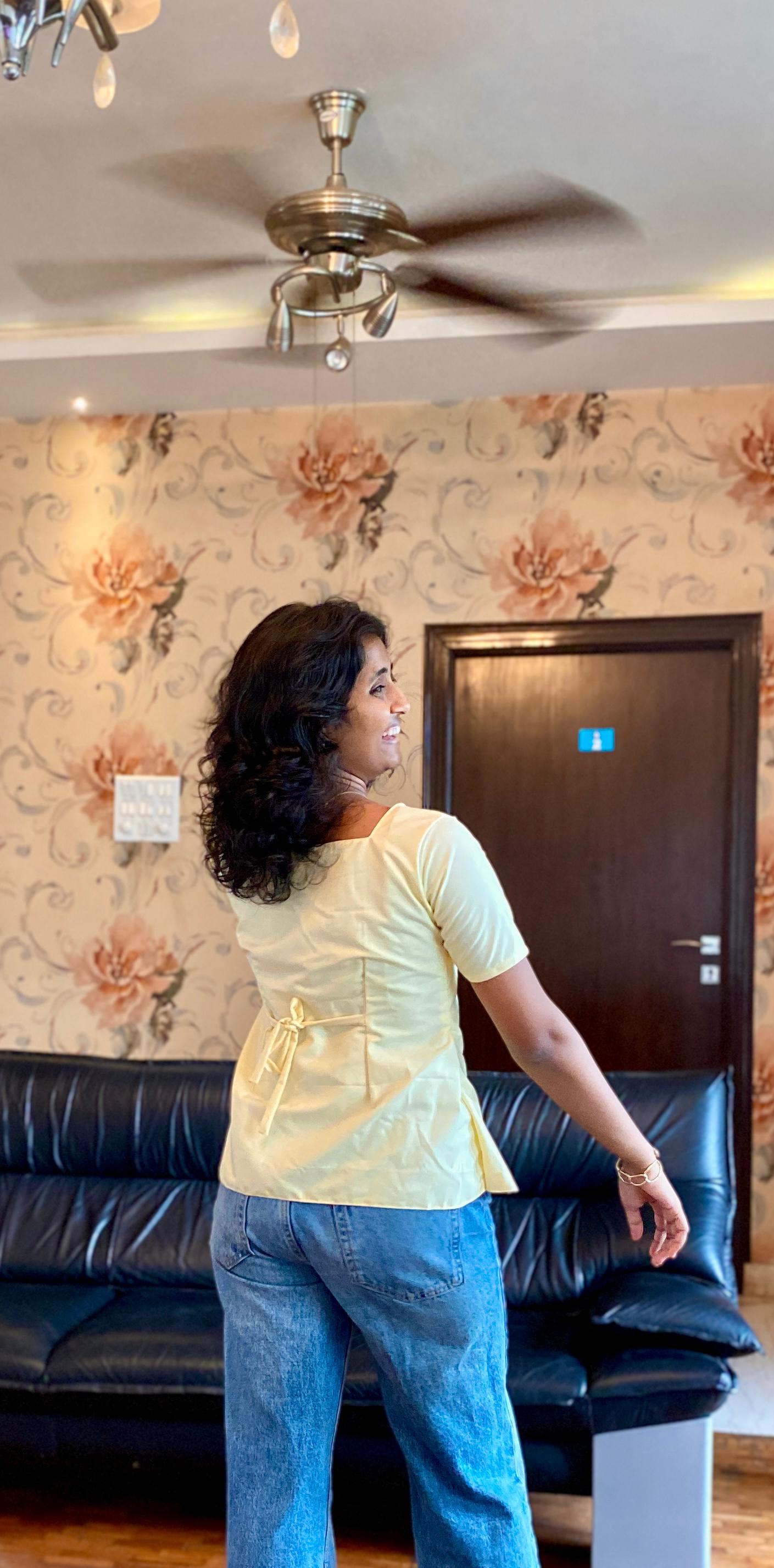 Spun Cotton Square Neck Top – Butter Yellow.