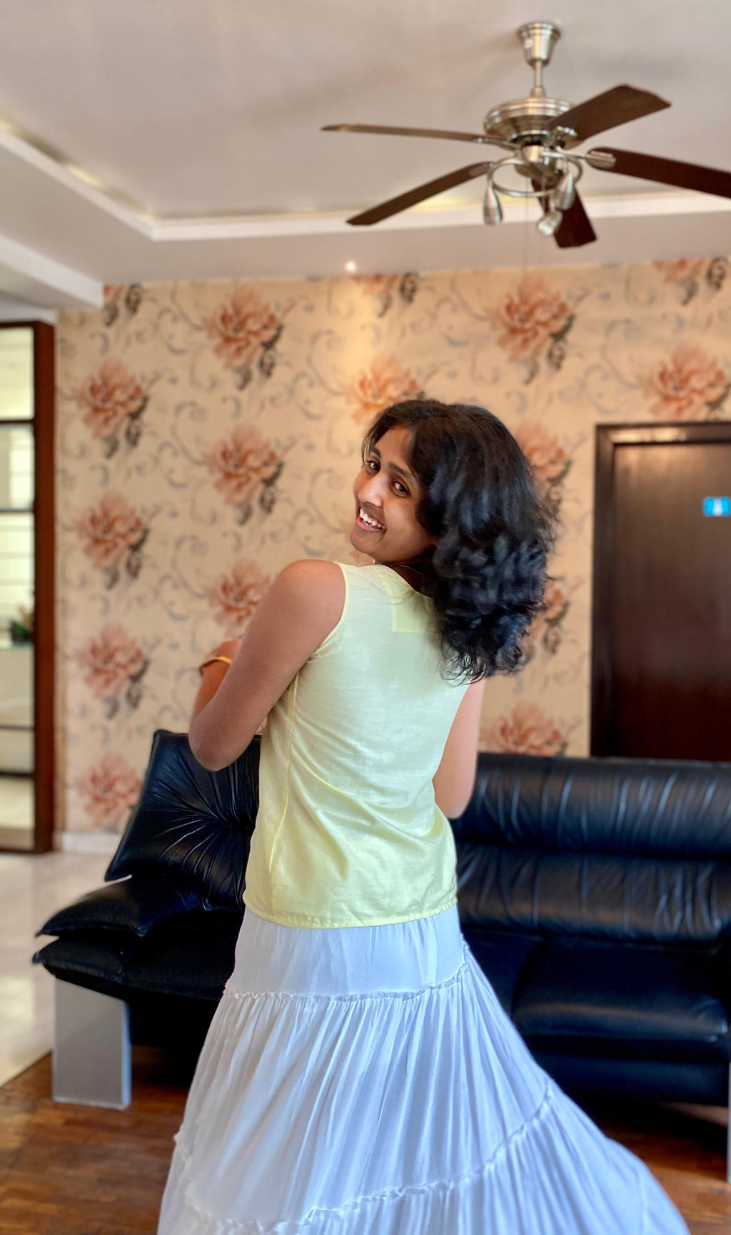 Butter Yellow Soft Linen Sleeveless Top with knot Detailed.