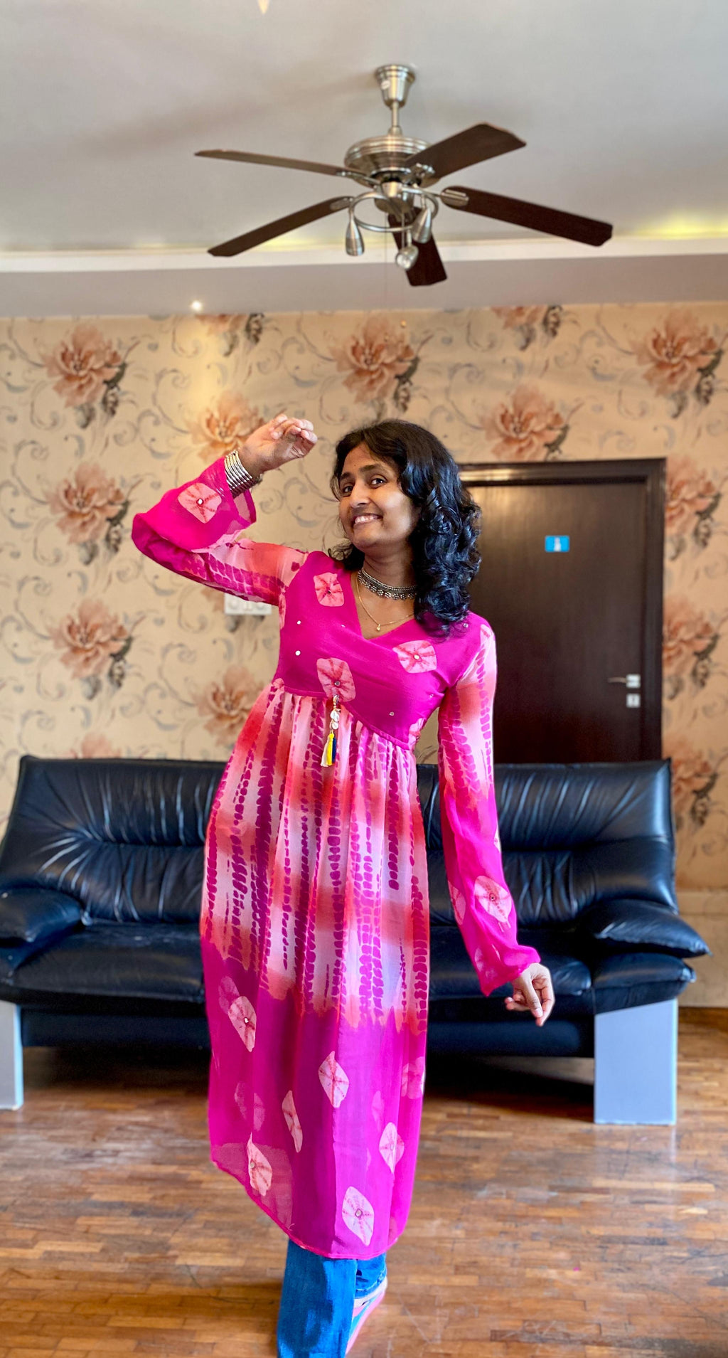 Radiant Pink Marble Fabric Kurta - Navratri Special.