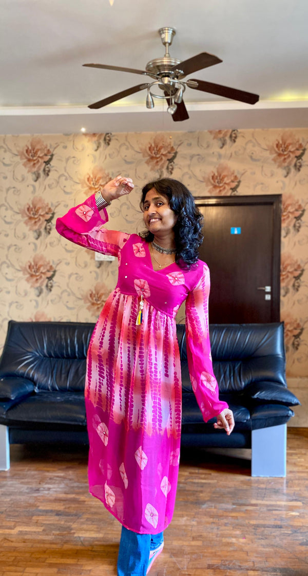 Radiant Pink Marble Fabric Kurta - Navratri Special.