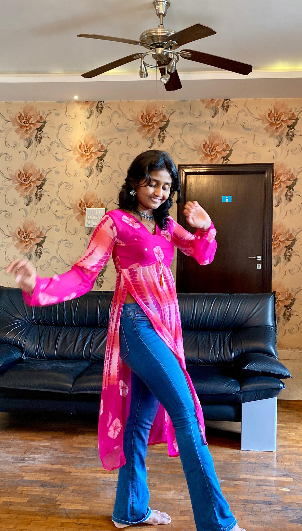 Radiant Pink Marble Fabric Kurta - Navratri Special.