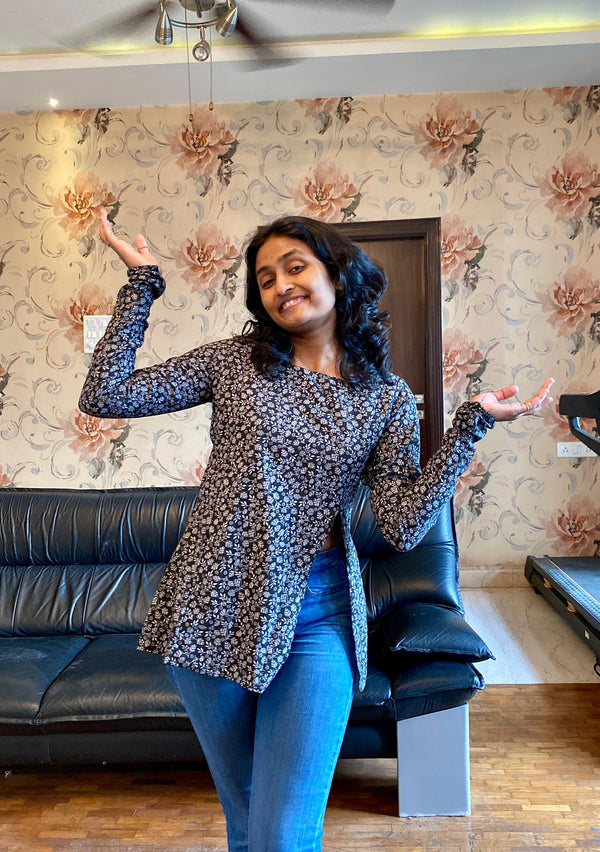 Pure Cotton leaf print Charm Short Kurti .