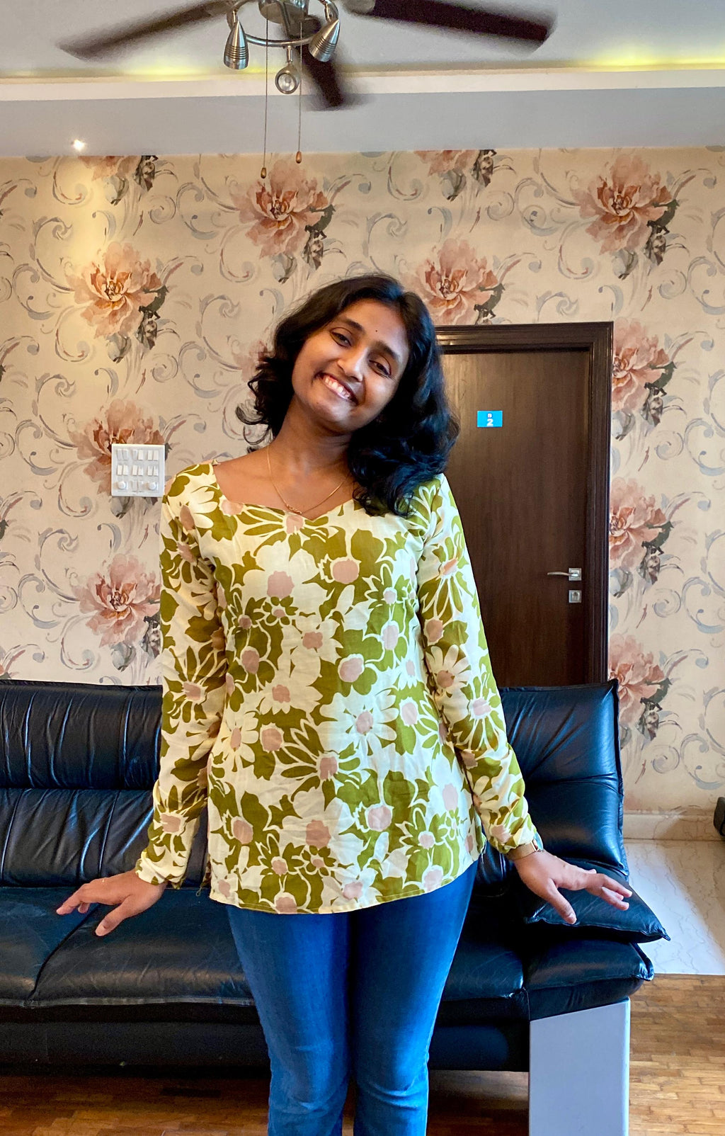 Bloom Whisper Cotton Short Kurti.