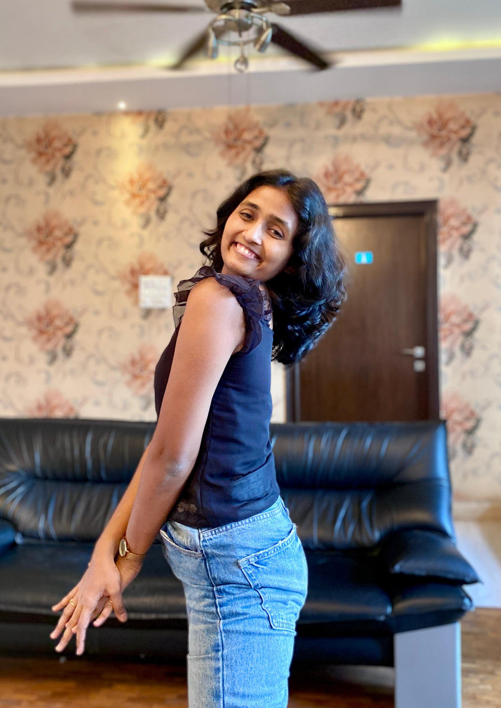 Midnight Shadow Black Georgette Top.