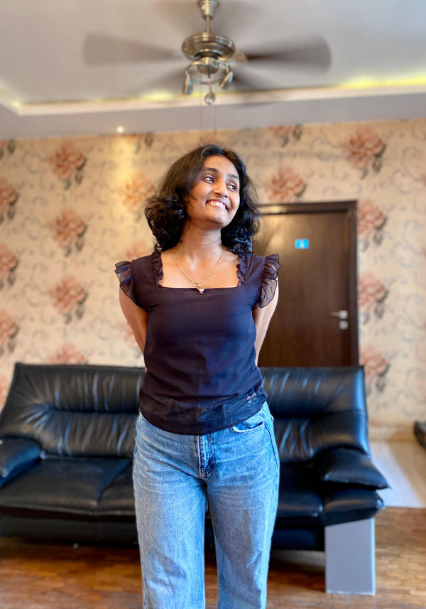 Midnight Shadow Black Georgette Top.