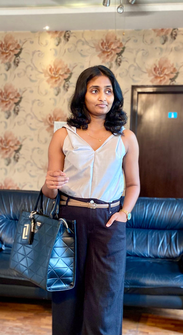 Minimalist V-Neck Cotton Sleeveless Top- Office Fits