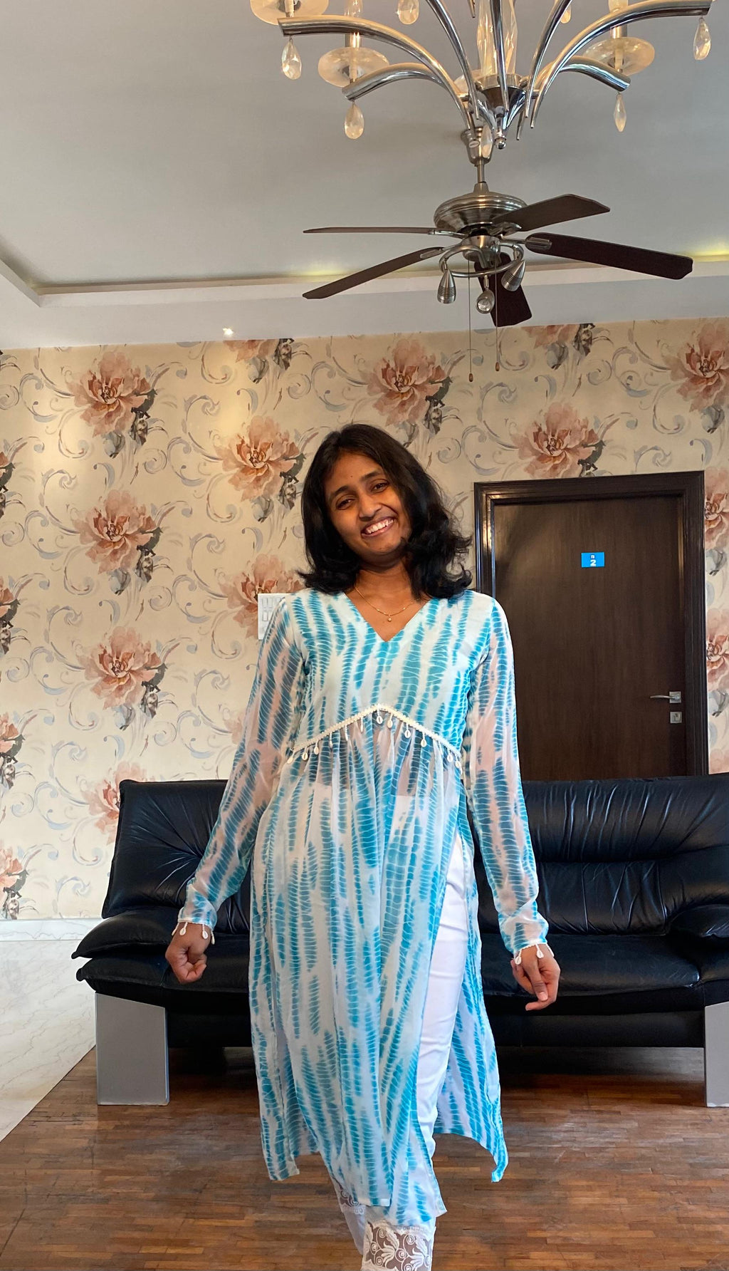 Printed Georgette Flared Casual Kurti