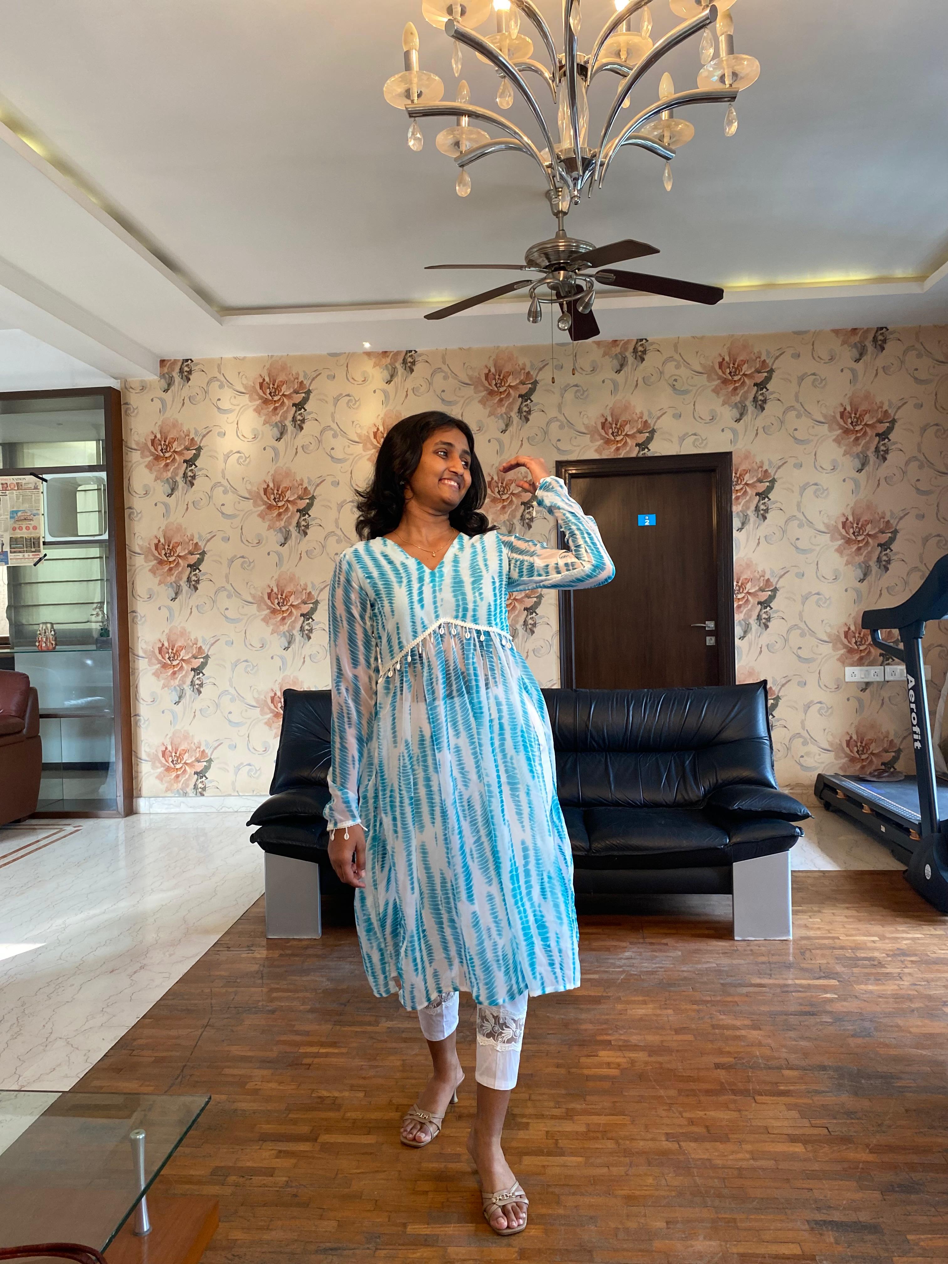 Printed Georgette Flared Casual Kurti