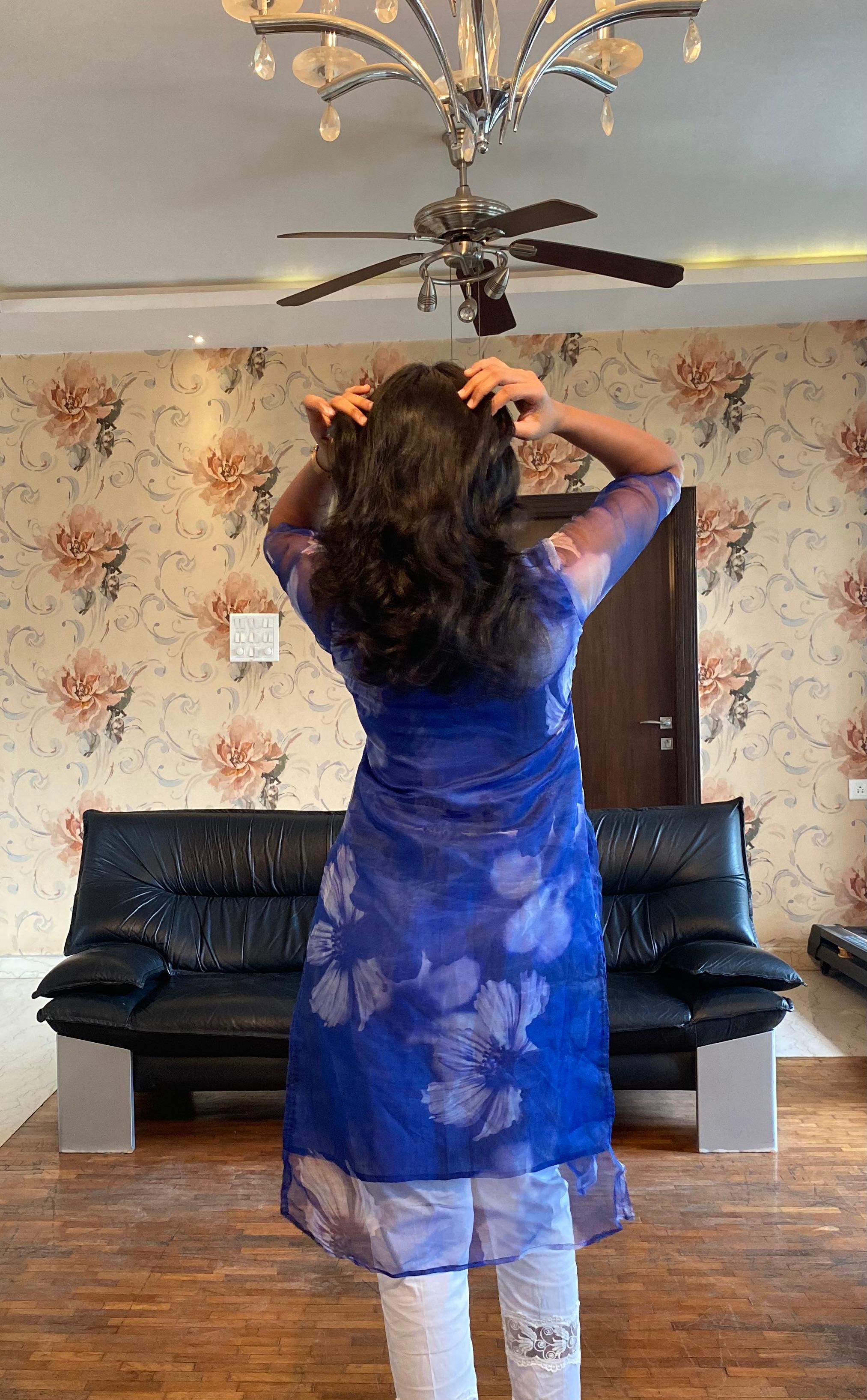 Elegant Organza Floral Semi-Formal Kurti..